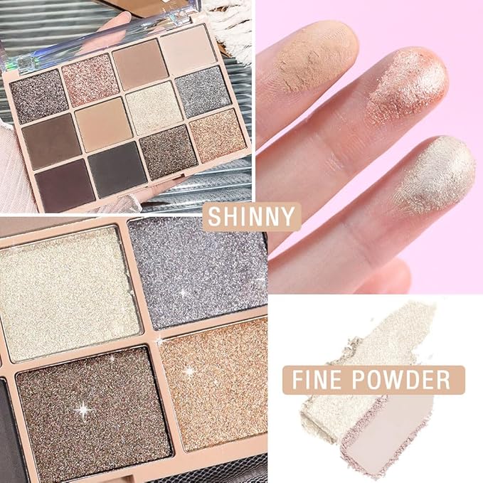 Neutral Smokey Eye Shadow Palette,Nude Silver Gray Black Cream Eyeshadow Palette,Make Up Pallets for Women Highly Pigmented Natural Eyeshadow for Eyes Long Lasting Naturing-Looking,Blendable,Vegan