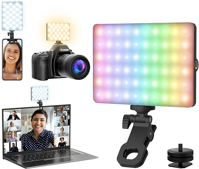 RGB Selfie Light for Phone, 90 LED Phone Light with 360° Full Color CRI 95+ Dimmable 2500K-8500K, 3000mAh Video Light for Phone iPad, Laptop, Makeup, TikTok, Selfie, Vlog, Video Conference