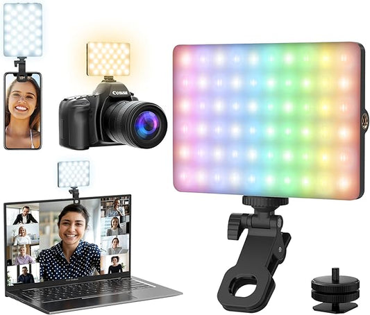 RGB Selfie Light for Phone, 90 LED Phone Light with 360° Full Color CRI 95+ Dimmable 2500K-8500K, 3000mAh Video Light for Phone iPad, Laptop, Makeup, TikTok, Selfie, Vlog, Video Conference