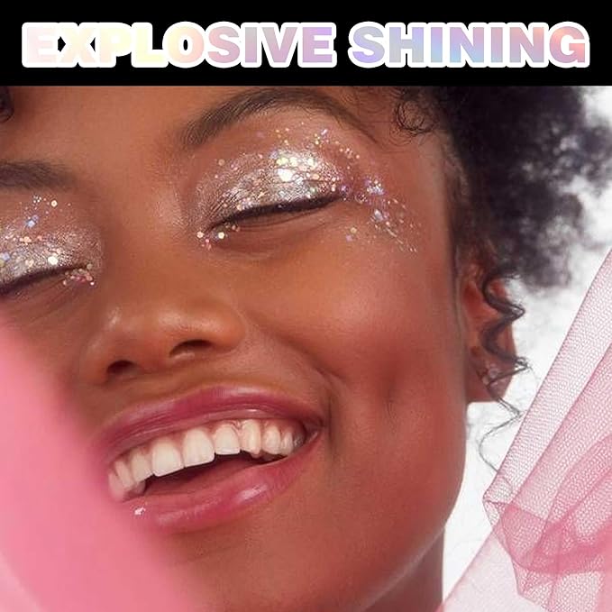 Holographic Body Glitter Gel - Cosmetic-Grade, Color Changing Long-Lasting Glitter for Face, Body, and Hair, Safe and Easy to Use, Perfect for Festivals Parties (Green Bubble)