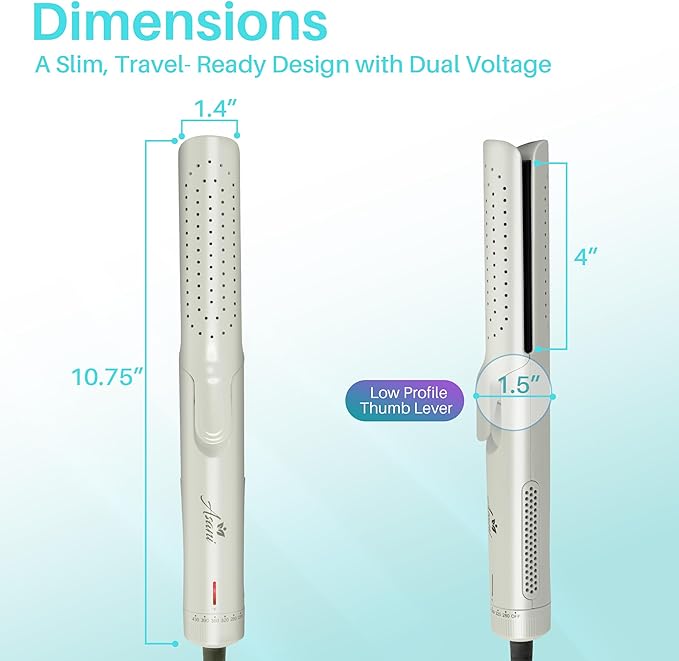 Asani 360° Airflow Styler - 2-in-1 Professional Curling Wand & Hair Straightener - Flat Iron Curler with Cooling Fan, Air Vents - Crimper Styling Tool for Volume & All-Day Curls - For All Hair (White)