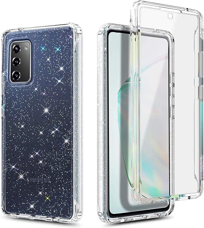 NZND Case for Samsung Galaxy S20 FE 5G with [Built-in Screen Protector], Full-Body Protective Shockproof Rugged Bumper Cover, Impact Resist Phone Case (Crystal Glitter Clear)