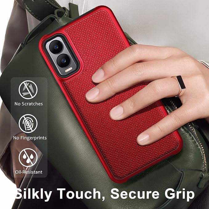 Designed for Cricket Debut S3 Phone Case (U572AC), AT&T Vista 2 (2024 U572AA) Case, [9FT Military Grade Drop Tested] Full-Body Protective Dual Layer Hybrid Shockproof Phone Case (Red)