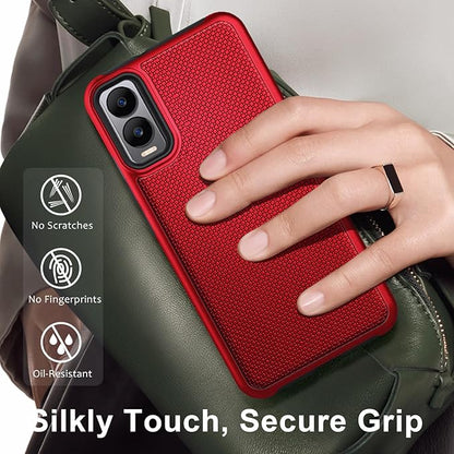 Designed for Cricket Debut S3 Phone Case (U572AC), AT&T Vista 2 (2024 U572AA) Case, [9FT Military Grade Drop Tested] Full-Body Protective Dual Layer Hybrid Shockproof Phone Case (Red)