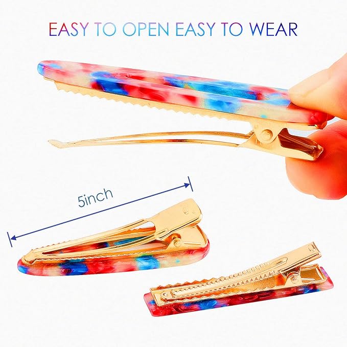 Fashion Hair Clips Set 22 Pcs Rectangle Duckbill Hair Clips Acrylic Resin Hair Barrettes Marble Pattern,Hollow Geometric Hair Clip Hairpins for Ladies Headwear Styling Tools