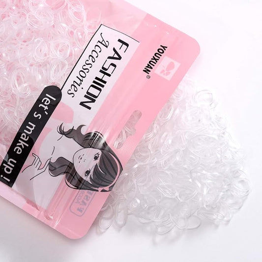 1000-Pack Elastic Hair Ties Non-slip Rubber Hair Bands for Girls, Clear
