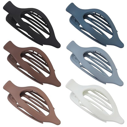 Flat Hair Clip 6 pcs Lay Down Claw Clips Hair Accessories for Women -Brown Blue