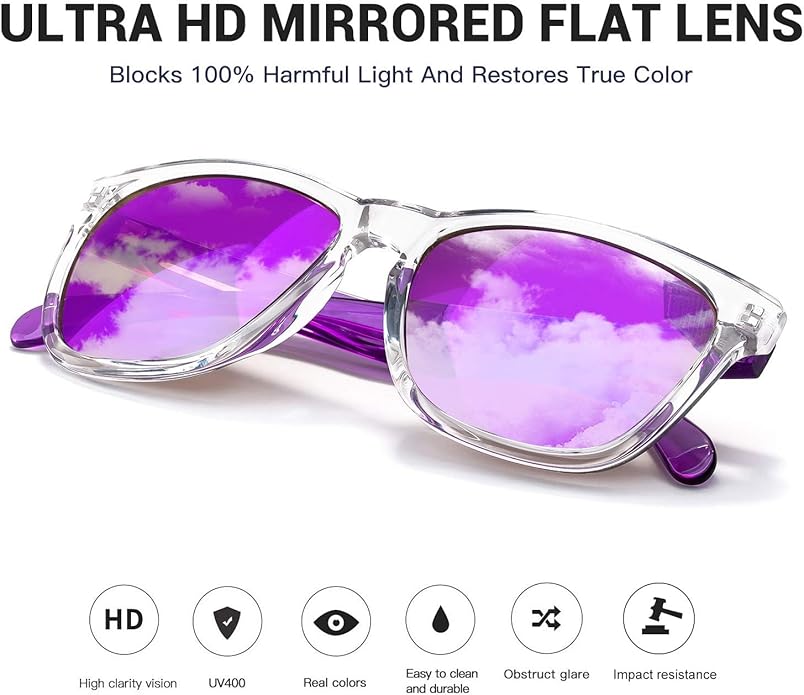 COLOSSEIN Sunglasses Womens,Classic Square Frame UV400 Mirrored Lens,Sunglasses Fit For Beach,Vacation,Driving