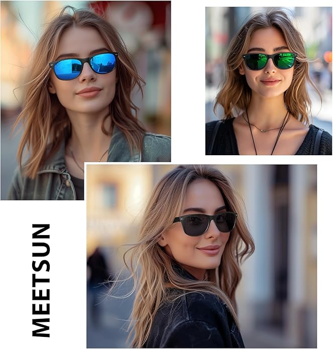 MEETSUN Classic Polarized Sunglasses for Women Men Trendy Retro Sun Glasses for Driving UV Protection (3 Pack)