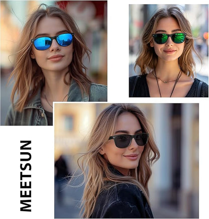 MEETSUN Classic Polarized Sunglasses for Women Men Trendy Retro Sun Glasses for Driving UV Protection (3 Pack)