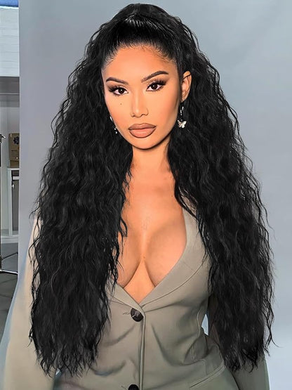 ORSUNCER Ponytail Extension Claw 30" Curly Pony Tail Clip in Hair Extensions Fluffy Natural Looking Synthetic Hairpiece for Women Black