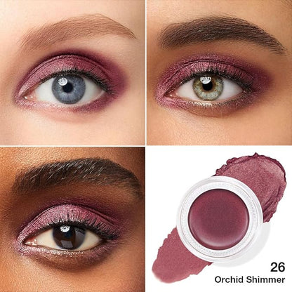 evpct Single Cream Eye Shadow Palette Pot Makeup for Older Women, Orchid Shimmer Glitter Metallic Monochrome Cream to Powder Eyeshadow Palette Eye Brightener, Highly Pigmented Waterproof Blendable