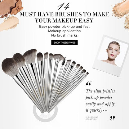 Makeup Brushes Set Makeup Foundation Brush Advanced Foundation Blush Contour Foundation Concealer Eye Shadow Brush Makeup Set (Silver)