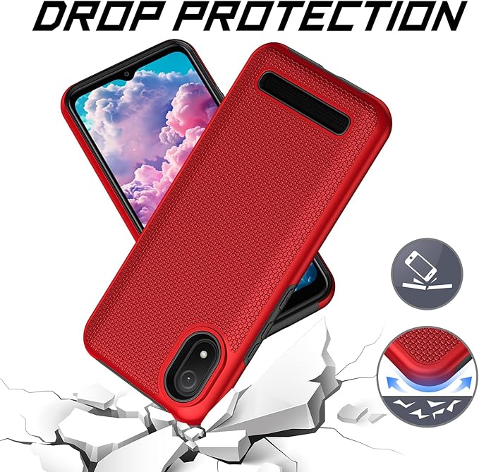 for Cloud Mobile C8 Phone Case with Screen Protector,Stratus C8 Phone Case Dual Layer Heavy Duty Protection,Slim Lightweight Rugged Military Grade Shockproof Protective Cover for Cloud Stratus C8 Red