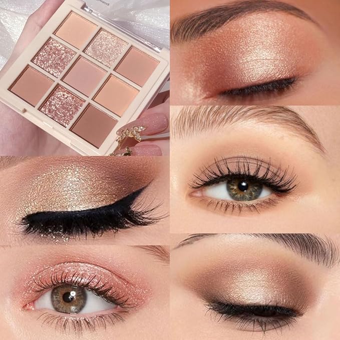 Nude Pink Beige Eyeshadow Palette,Natural Neutral Soft Small Cream Light Colors Eyeshadow Palette,Highly Pigmented Eye Shadow palette Long Lasting Naturing-Looking Make Up Pallets for Women,Vegan