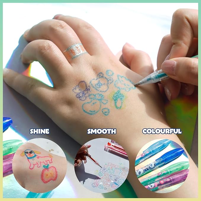 Panda 16 Piece Glitter Pen Body Art Set, Panda Themed, Glittery and Bright Colors, Ages 3 by Townley Girl
