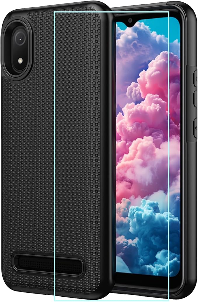 for Cloud Mobile C8 Phone Case with Screen Protector,Stratus C8 Phone Case Dual Layer Heavy Duty Protection,Slim Lightweight Rugged Military Grade Shockproof Cover for Cloud Stratus C8 Black