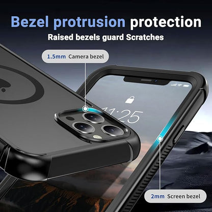 for iPhone 11 Pro Max case, [Compatible with MagSafe][Military Grade Drop Protection][Heavy Duty Protection][Non-Slip][Shockproof] with 2-Layer Durable Bumper Phone Case 6.5''-Black