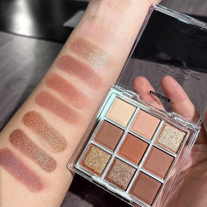 4 Pack/Set Eyeshadow Palette Set - Black Gray Rose Gold Brown Bronze Yellow Red Purple Shades, Blendable Matte & Glitter Shimmer Finishes, 24H Long Wear Eye Makeup for Christmas Party & Music Festival