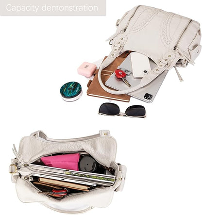 Montana West Washed Leather Hobo Bags for Women Roomy Handbags with Crossbody Strap
