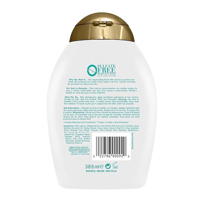 OGX Quenching + Coconut Curl-Defining Conditioner, Nourishing Curly Hair with Coconut/Citrus Oil & Honey, Paraben and Sulfate-Free Surfactants, 13oz (Pack of 2)
