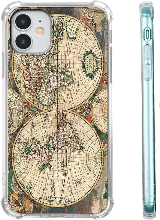 Case for iPhone 11 with Retro Art Design,Aesthetic Vintage World Map Pattern,Trendy Soft TPU Bumper Phone Cover(11,Map)