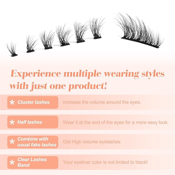 Newcally Half Lashes Mink Natural Cat Eye Wispy False Eyelashes 3D Volume Strip Fake Eyelashes Accent Corner 3/4 Eye Lashes DIY Cluster Faux Mink Half Eyelashes 14 Pairs