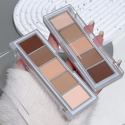 Neutral Nude Brown Eyeshadow Palette, 5 Cool Neutral Matte Shades – Off White, Beige, Light to Dark Brown – Velvety Finish, Long-Lasting, Natural Everyday Eye Makeup for Brown Eyes, 01#