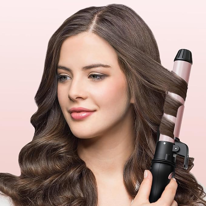New Version Lanvier Rotating Curling Iron 1.25 Inch Automatic Curling Wand for Waves; Tourmaline Ceramic Self Curler with 2 Rotating Speed, 11 Adjustable Temperature & Dual Voltage for Worldwide Use