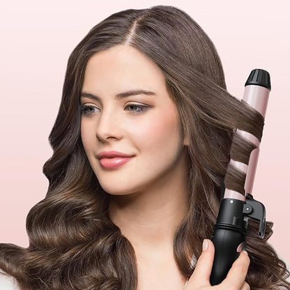New Version Lanvier Rotating Curling Iron 1.25 Inch Automatic Curling Wand for Waves; Tourmaline Ceramic Self Curler with 2 Rotating Speed, 11 Adjustable Temperature & Dual Voltage for Worldwide Use