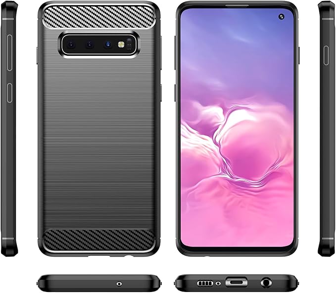 for Samsung Galaxy S10 Phone case, Shockproof, Scratch Resistant Carbon Fiber Jacket, Soft TPU, for Galaxy S10 case (Black)