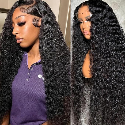 24 Inch Deep Wave Lace Front Wigs Human Hair 13x6 Curly HD Transparent Lace Front Wigs Human Hair 210% Density Pre Plucked with Baby Hair