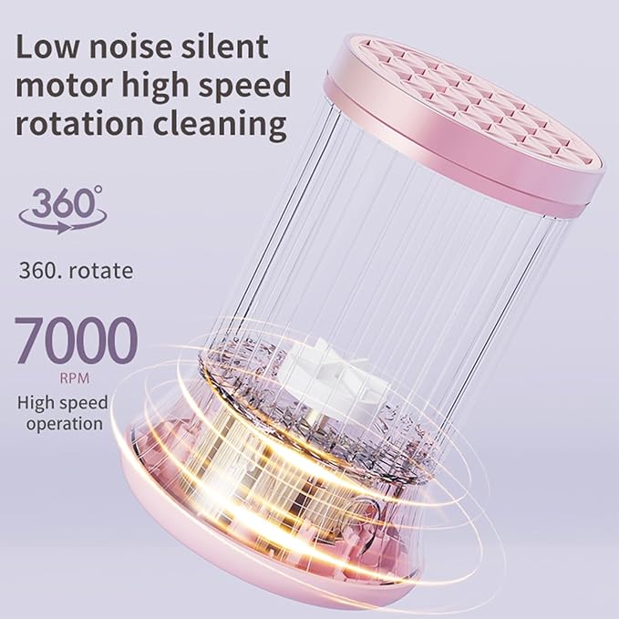 Upgrade Electric Makeup Brush Cleaner Machine – Makeup brush Clean and Dry Makeup Brushes Tools,Sponges Automatically – Make Up Dryer,Washer Holder Combined(Pink)
