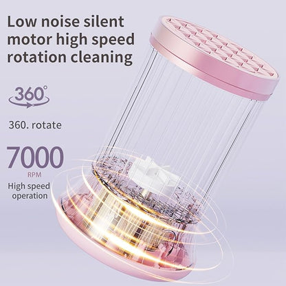 Upgrade Electric Makeup Brush Cleaner Machine – Makeup brush Clean and Dry Makeup Brushes Tools,Sponges Automatically – Make Up Dryer,Washer Holder Combined(Pink)