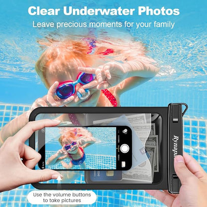 2 Pack Waterproof Phone Pouch - 10in Waterproof Phone Case with Lanyard, IPX8 Cell Phone Dry Bag Beach Cruise Ship Essentials for iPhone 16 15 14 Pro Max, Galaxy S25 S24 Ultra