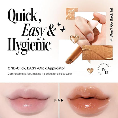 Nature Republic HONEY MELTING LIP GLITTER (14 MAPLE) SOFT LIP STICK Hydrating Gloss, Moisturizing balms, Shine Glimmer Finish, Shimmery-Sheer tint, korean make up