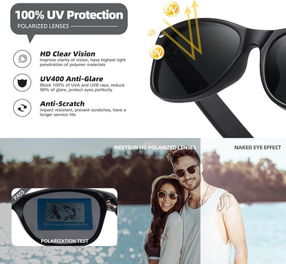 MEETSUN Classic Polarized Sunglasses for Women Men Trendy Retro Sun Glasses for Driving UV Protection (3 Pack)