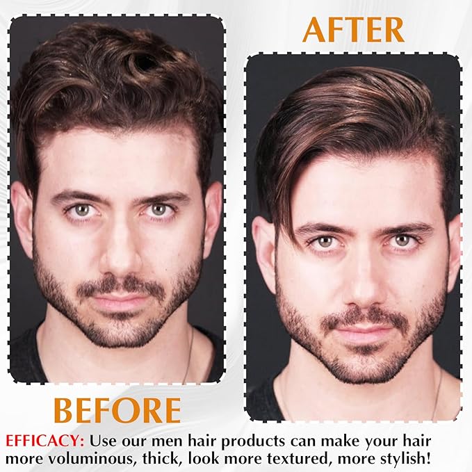 Matte Clay Firm Hold Hair Clay for Men Water Based & Hair Styling Powder for Natural Finish Volumizing & Texturizing Hair Powder & Sea Salt Spray for All Hair Adds Instant Thickness Light Hold (3PCS)