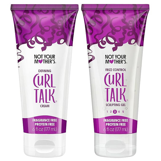 Not Your Mother's Fragrance-Free Curl Talk Sculpting Gel & Defining Cream (2-Pack) - 6 fl oz - Protein-Free Hair Products for Sensitive Curls