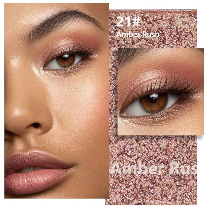 evpct Single Eye shadow Palette Makeup for Older Women, Amber Rush Brown Shimmer Glitter Sparkly Cream Eye Shadow Palette Brightener Makeup for Older Women, High Pigment Monochrome Mini Eyeshadow