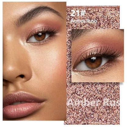evpct Single Eye shadow Palette Makeup for Older Women, Amber Rush Brown Shimmer Glitter Sparkly Cream Eye Shadow Palette Brightener Makeup for Older Women, High Pigment Monochrome Mini Eyeshadow
