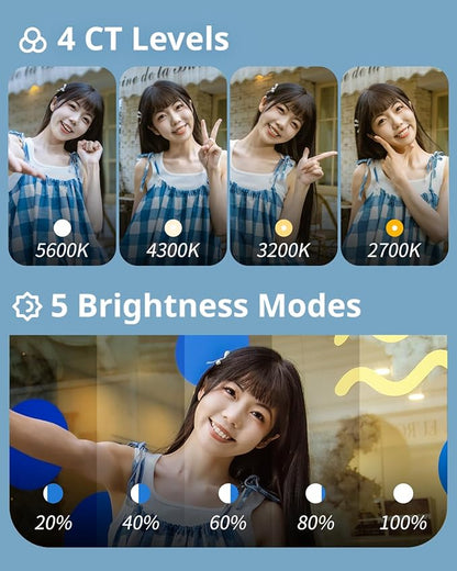 SmallRig Magnetic Selfie Light for iPhone, Phone Light with a Mirror, Instant Attachment for MagSafe, for Selfies, Video Conference, Vibe P48 White