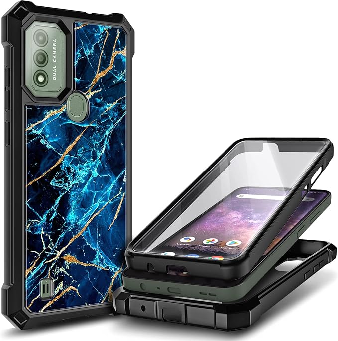 Designed for WIKO Voix Case with [Built-in Screen Protector], Full-Body Protective Shockproof Rugged Bumper Cover Phone Case for WIKO Voix U616AT (Sapphire)