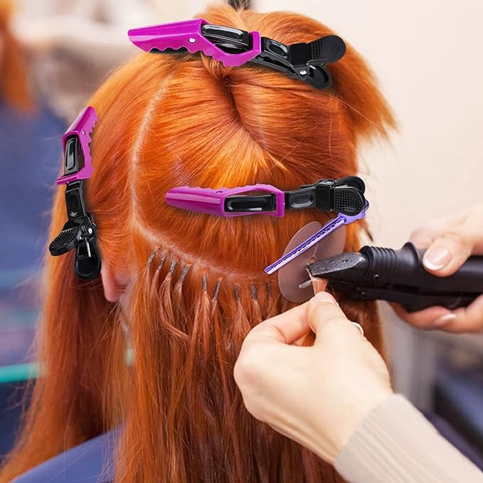 HH&LL Hair Clips for Women – Wide Teeth & Double-Hinged Design – Alligator Styling Sectioning Clips of Professional Hair Salon Quality - 10Pack (Purple)