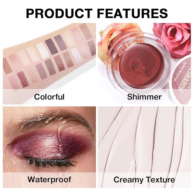 evpct Matte Bright Nude Single Cream Eye Shadow Palette Pot Makeup for Older Women, Highly Pigmented Monochrome Cream to Powder Eyeshadow Palette Matte Liquid eyeshadow, Natural Waterproof Blendable