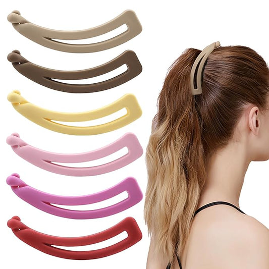 4.7 Large Hair Clips for Thick Hair - 6 Pcs No Slip, No Crease Ponytail Holders, Matte Vibrant Colors