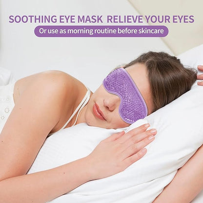 2PCS Gel Eye Mask - Reusable Hot/Cold Therapy for Puffiness, Dark Circles, Migraines & Stress Relief (Purple)