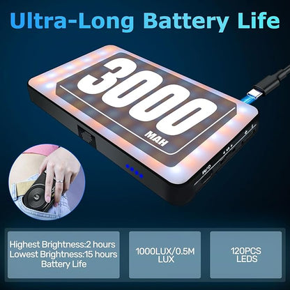 129 LED Double Side Magnetic Selfie Light for iPhone, 3000 mAh Rechargeable Phone Fill Light Clip, Adjusted 3 Light Modes for Phone iPhone Android iPad Laptop for Makeup TikTok Selfie Vlog