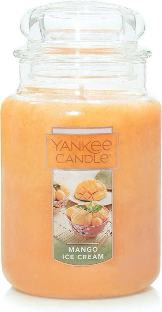 Yankee Candle Mango Ice Cream Scented, Classic 22oz Large Jar Single Wick Candle, Over 110 Hours of Burn Time, Great for Gifting