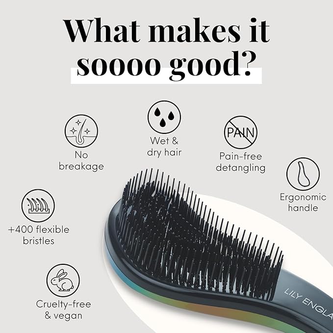 Lily England Hair Brushes for Women with Flexible Bristles - Pain-Free Detangler Brush for Curly, Thick, Straight & Natural Hair - Gentle Hairbrush for Women - Petrol Color